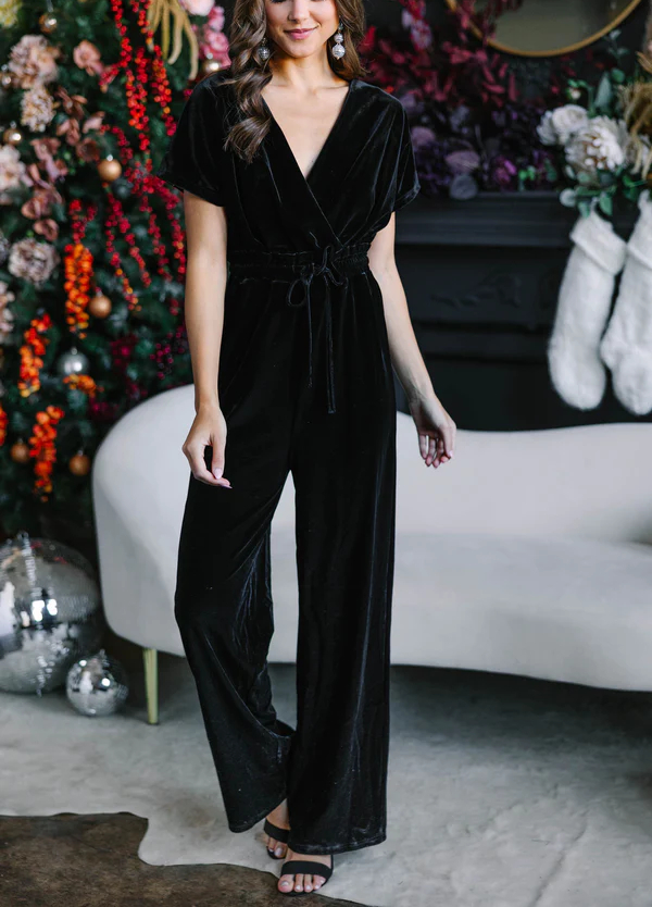 CHRISTMAS SALE 80% OFF⏰Women's Casual Short Sleeve Belted Long Wide Leg Pant One Piece Jumpsuit(BUY 2 FREE SHIPPING)