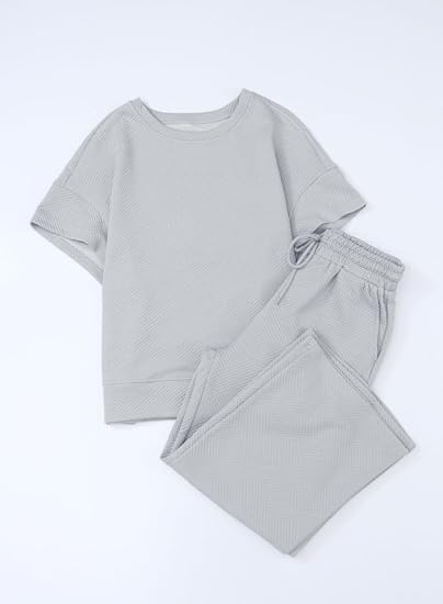 🔥HOT SALE-Women's Short Sleeve Wide Leg Pants Casual Suit