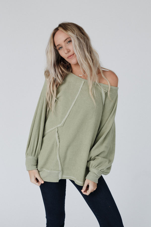 50% OFF🔥Exposed Seam Patchwork Dolman Sleeve Top(BUY 2 FREE SHIPPING)