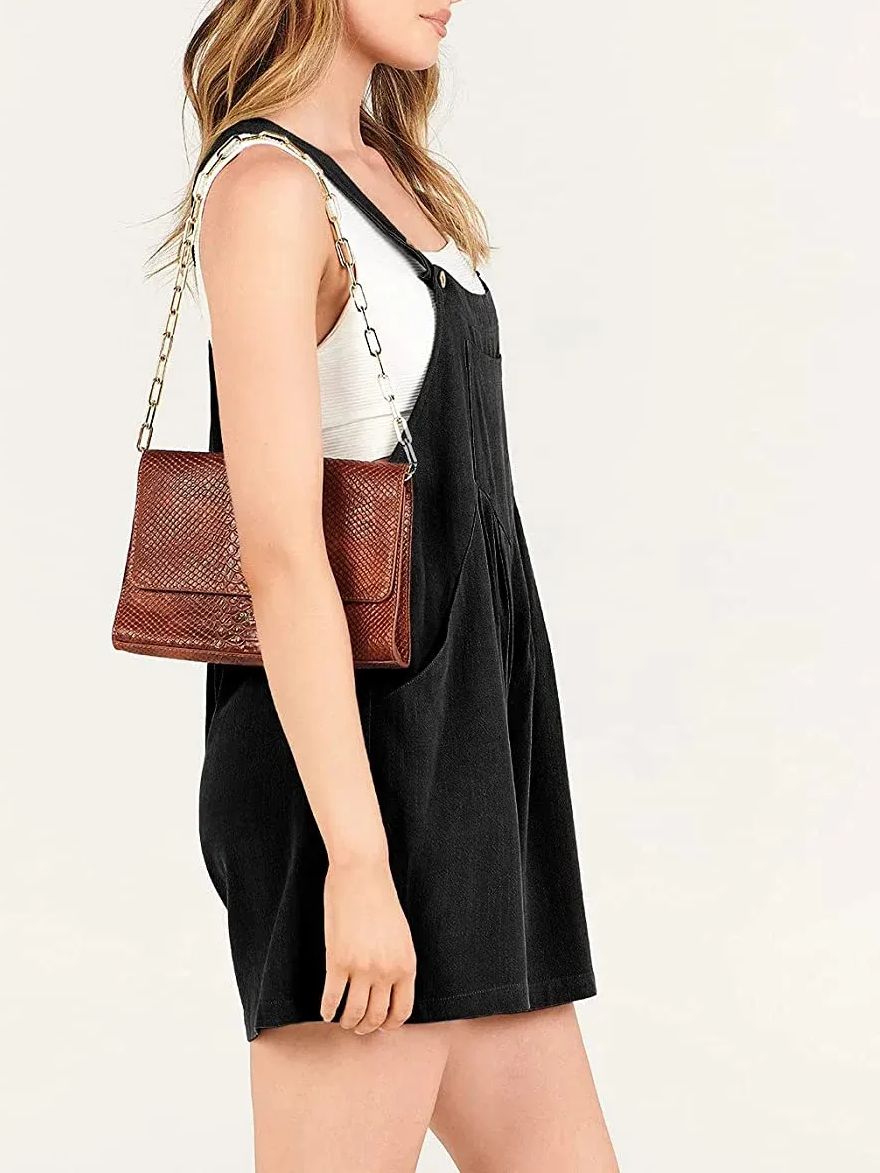 New Adjustable Wide Leg Pocket Short Overalls Romper (Buy 2 Free Shipping)