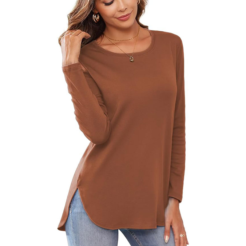 ⏰🔥Women's Casual T Shirt Crewneck with Side Split  Loose (Buy 2 Free Shipping)