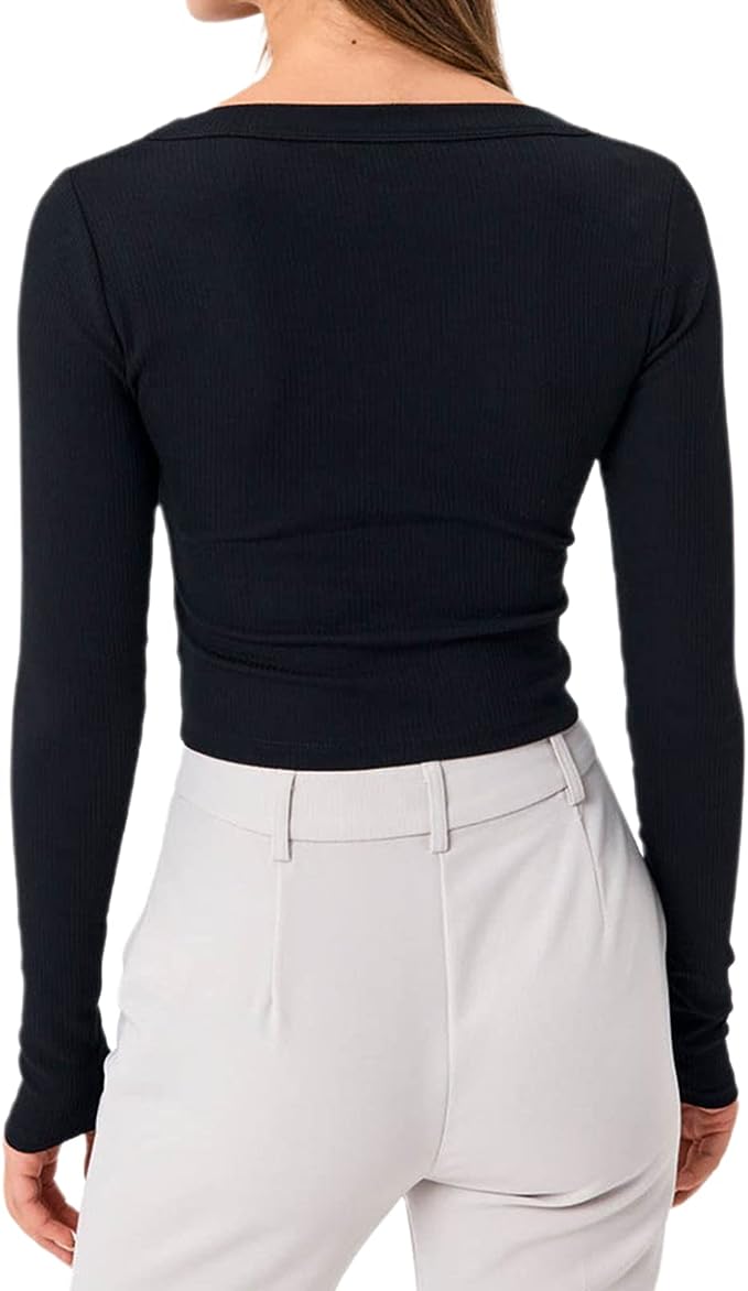 Super Discount 🔥Women's Ribbed Long Sleeve Slim Fit T-Shirt（BUY 2 FREE SHIPPING）