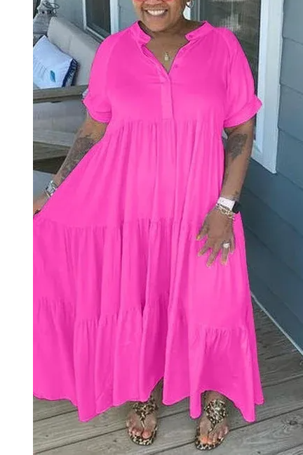 Oversized Tiered Midi Dress-Buy 2 Free Shipping