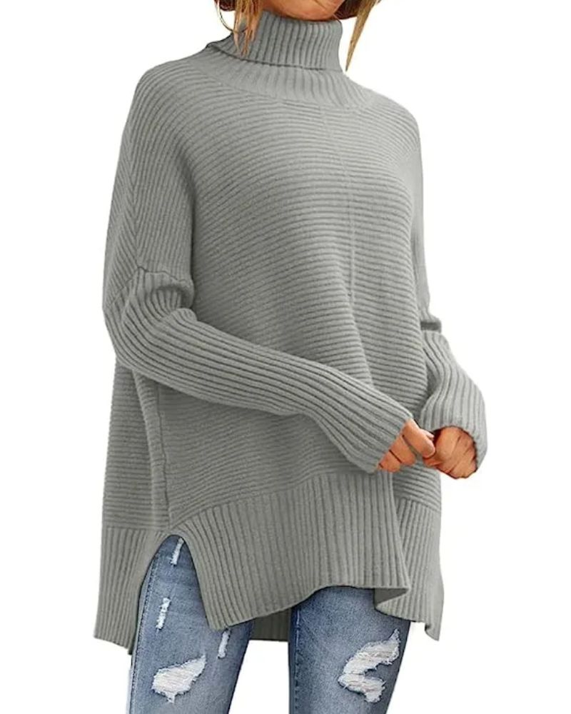 Women's Oversized Turtleneck Sweaters Ribbed Tunic Sweater(BUY 2 FREE 