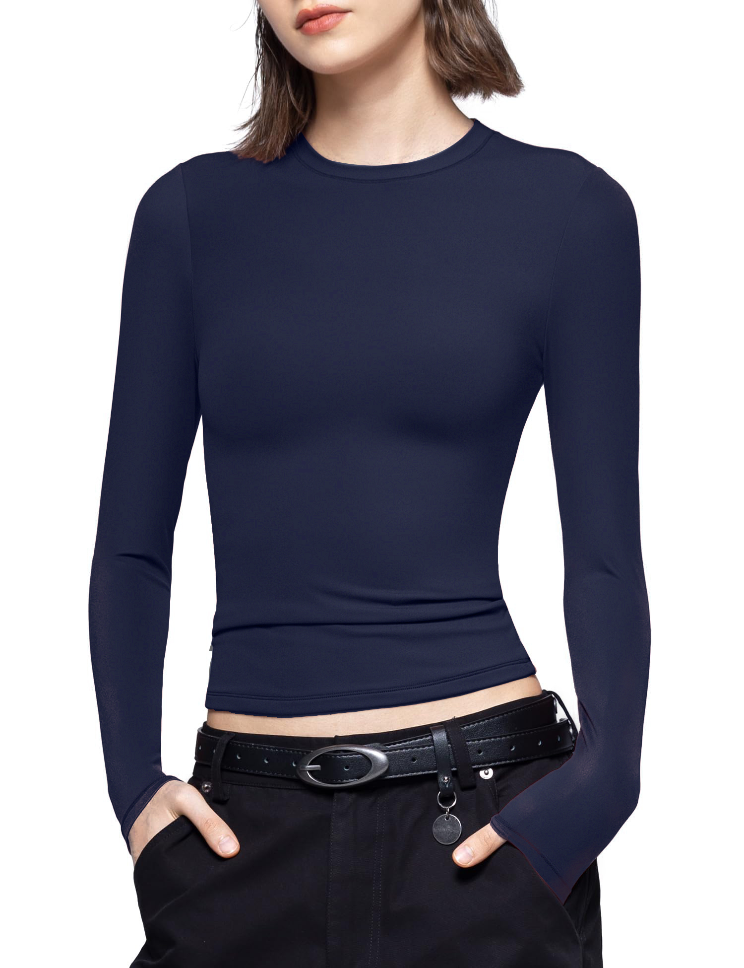 Women's Round Neck Long Sleeve Slim Fit T-shirt Tops(Buy 2 Free Shipping)