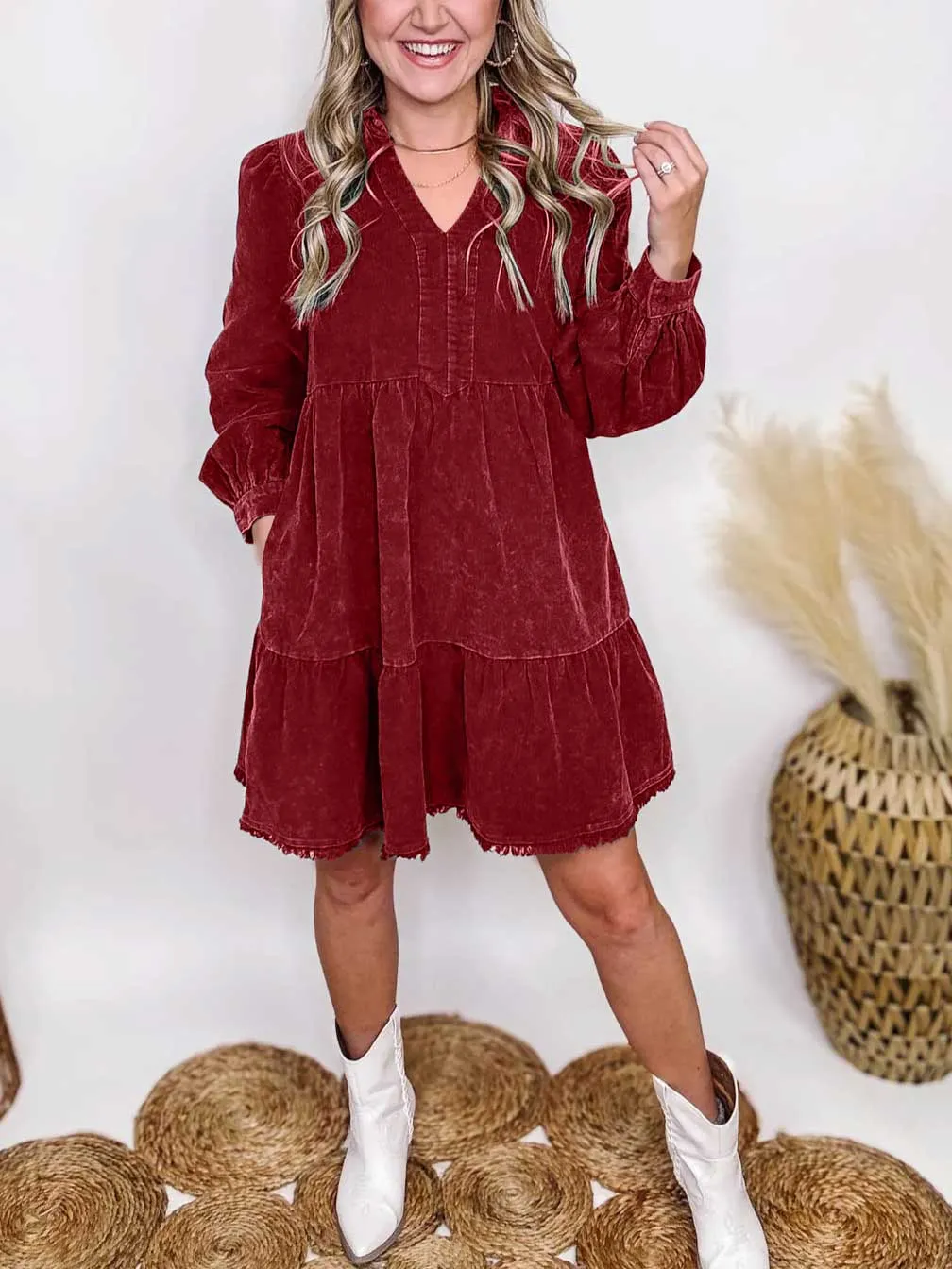 🔥HOT SALE-WOMEN'S WASHED LONG SLEEVE LAYERED DRESS (BUY 2 FREE SHIPPING)