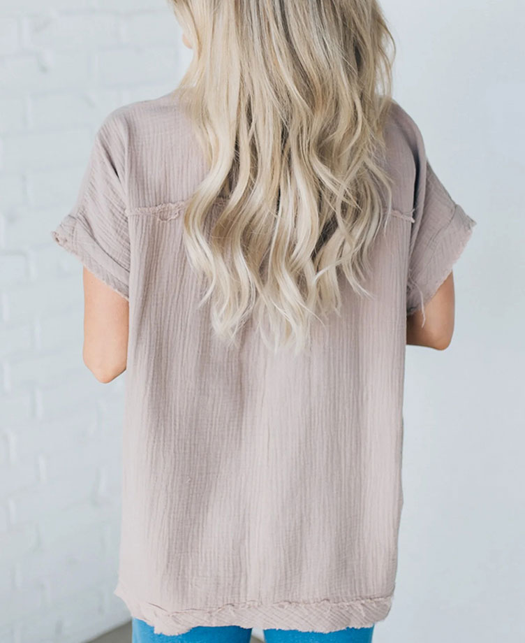 Raw Edge Gauze Top(Buy 2 Free Shipping)