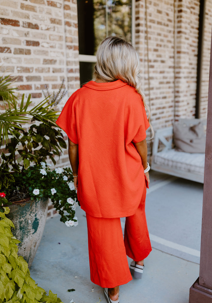 Women's Textured V NeckTop and Pants Casual Set (Buy 2 Free Shipping)