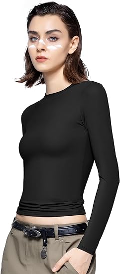 🔥HOT SALE-Women's Long Sleeve T-Shirt Crew Neck Slim Fit Top Sexy Basic T-Shirt