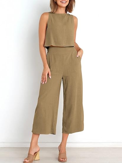⏰HOT SALE Women's Summer Suit Sleeveless Vest Cropped Pants