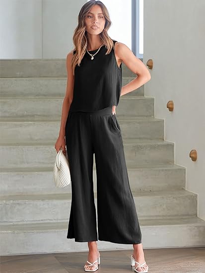 ⏰HOT SALE Women's Summer Suit Sleeveless Vest Cropped Pants
