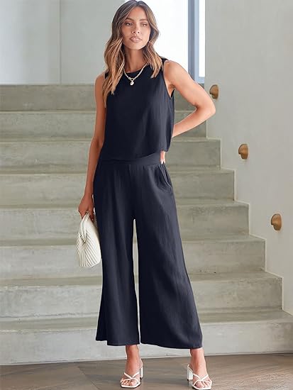 ⏰HOT SALE Women's Summer Suit Sleeveless Vest Cropped Pants