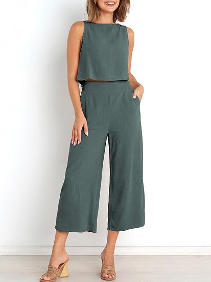 ⏰HOT SALE Women's Summer Suit Sleeveless Vest Cropped Pants