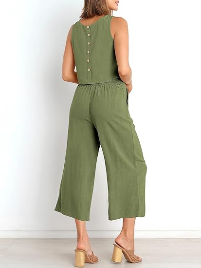 ⏰HOT SALE Women's Summer Suit Sleeveless Vest Cropped Pants