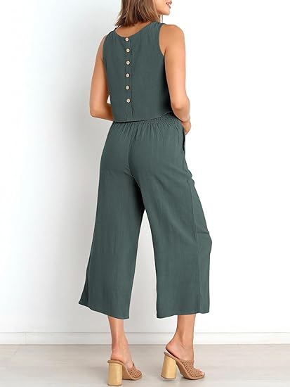 ⏰HOT SALE Women's Summer Suit Sleeveless Vest Cropped Pants