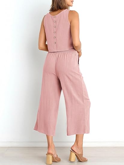 ⏰HOT SALE Women's Summer Suit Sleeveless Vest Cropped Pants