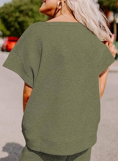 🔥HOT SALE-Women's Short Sleeve Wide Leg Pants Casual Suit