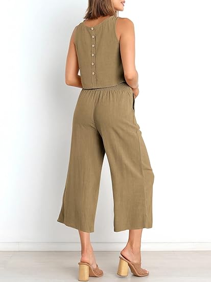 ⏰HOT SALE Women's Summer Suit Sleeveless Vest Cropped Pants