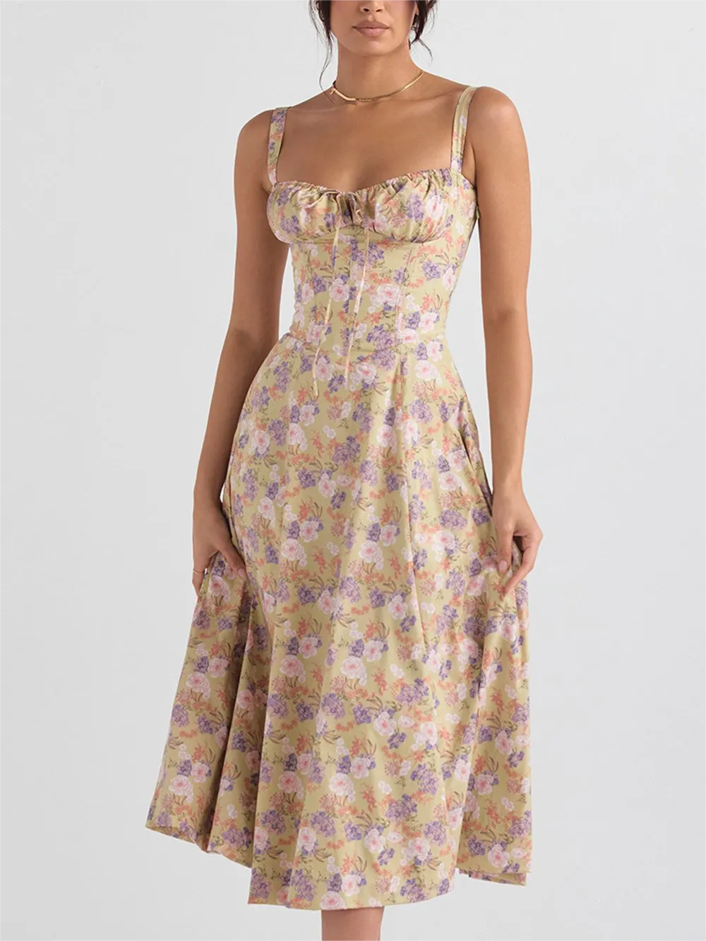 Women's Vintage Print Bustier Sundress 