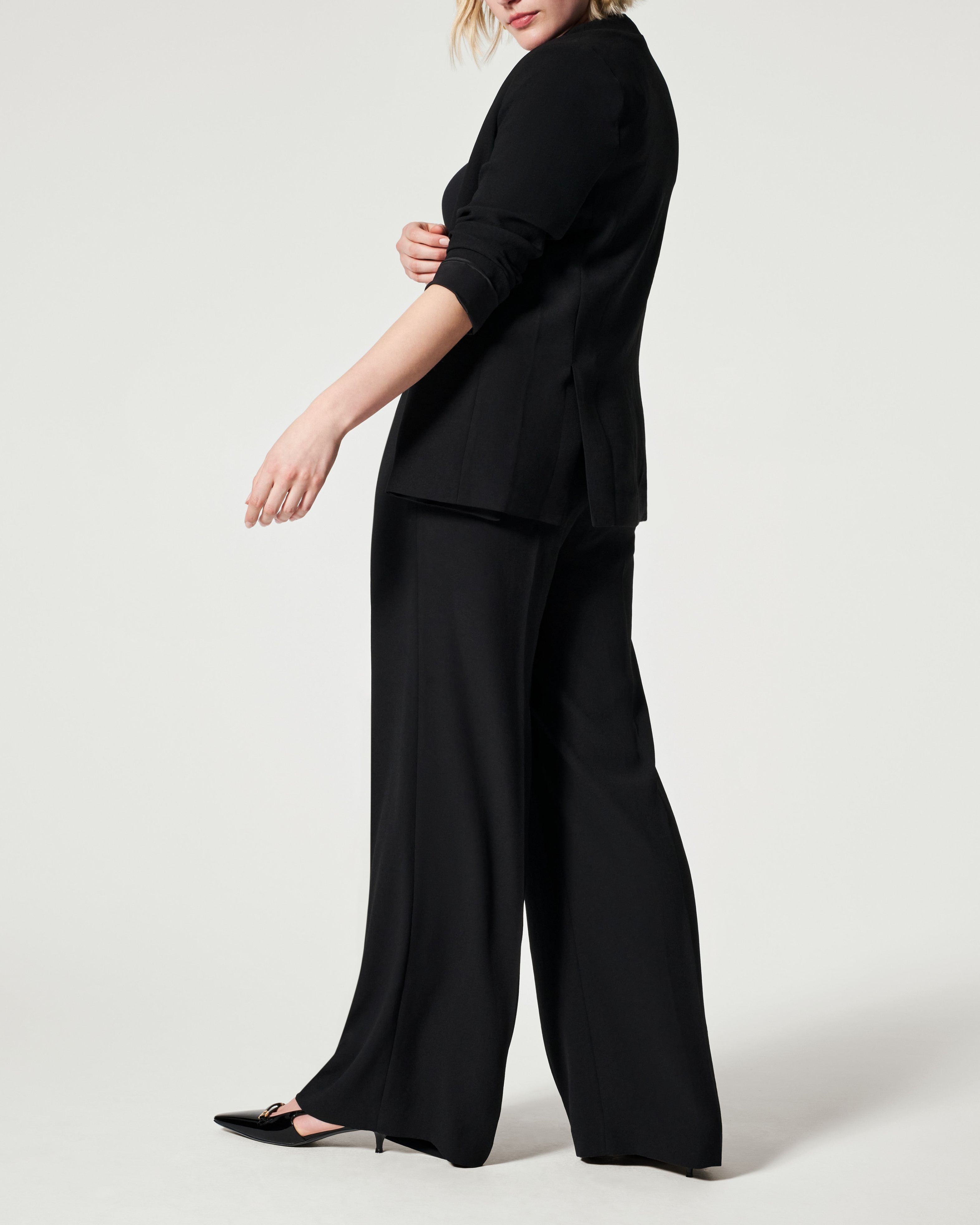 New Simple Crepe Pleated Straight-leg Trousers