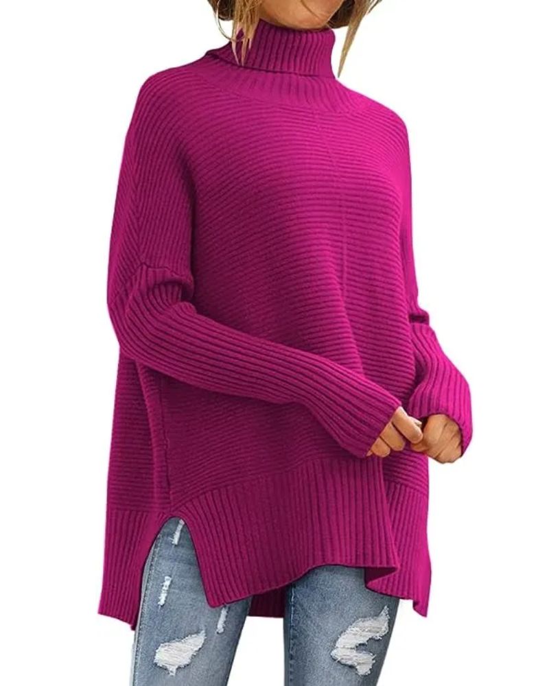 Women's Oversized Turtleneck Sweaters Ribbed Tunic Sweater(BUY 2 FREE 