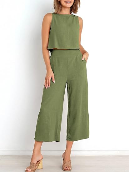⏰HOT SALE Women's Summer Suit Sleeveless Vest Cropped Pants