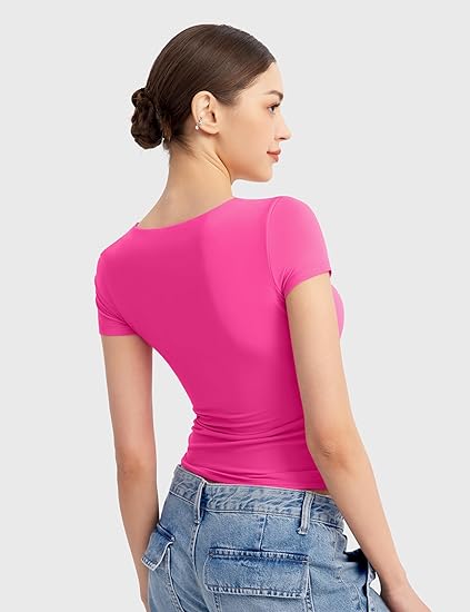 ⏰HOT SALE Women's Sweetheart Neck Short Sleeve Cute T-Shirt (BUY 2 FREE SHIPPING)