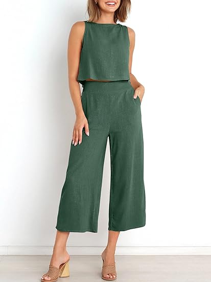 ⏰HOT SALE Women's Summer Suit Sleeveless Vest Cropped Pants