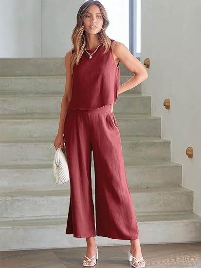 ⏰HOT SALE Women's Summer Suit Sleeveless Vest Cropped Pants