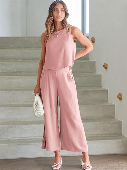 ⏰HOT SALE Women's Summer Suit Sleeveless Vest Cropped Pants