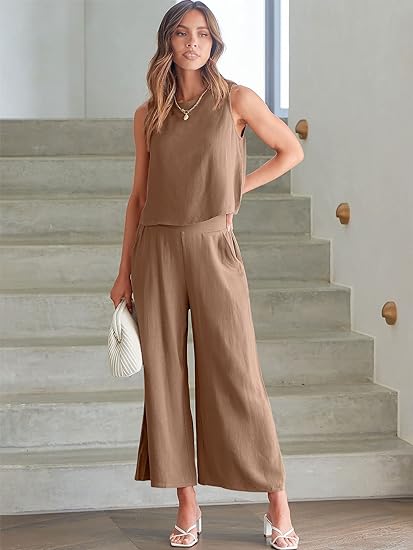 ⏰HOT SALE Women's Summer Suit Sleeveless Vest Cropped Pants
