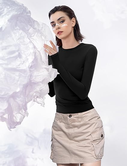 🔥HOT SALE-Women's Long Sleeve T-Shirt Crew Neck Slim Fit Top Sexy Basic T-Shirt