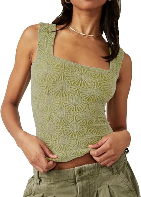 Spring Sale-2024 Sleeveless Backless Flower Crop Tank