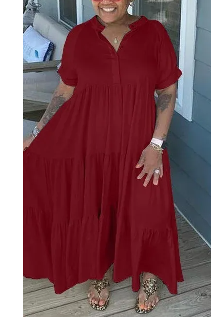 Oversized Tiered Midi Dress-Buy 2 Free Shipping