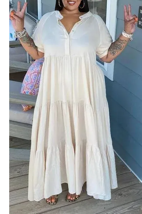 Oversized Tiered Midi Dress-Buy 2 Free Shipping