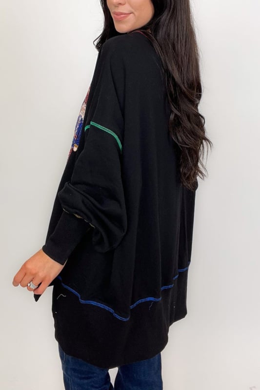 Christmas Sequin Print Crew Neck Long Sleeve Sweatshirt