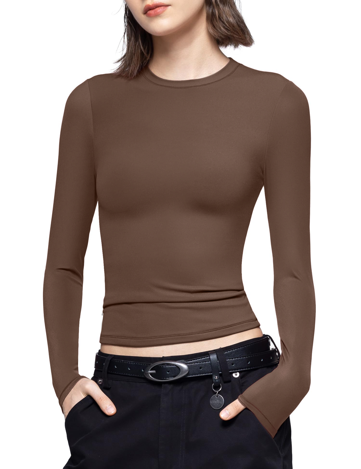 Women's Round Neck Long Sleeve Slim Fit T-shirt Tops(Buy 2 Free Shipping)