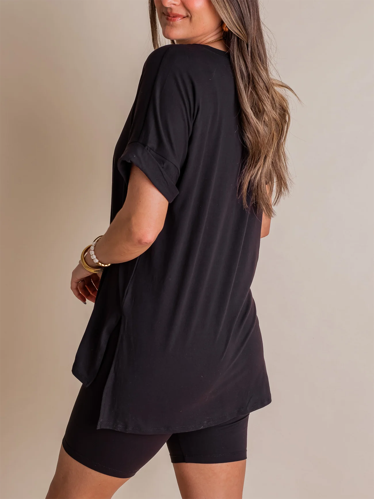 V-neck Short Sleeved Top & Biker Shorts Set(Buy 2 Free Shipping)