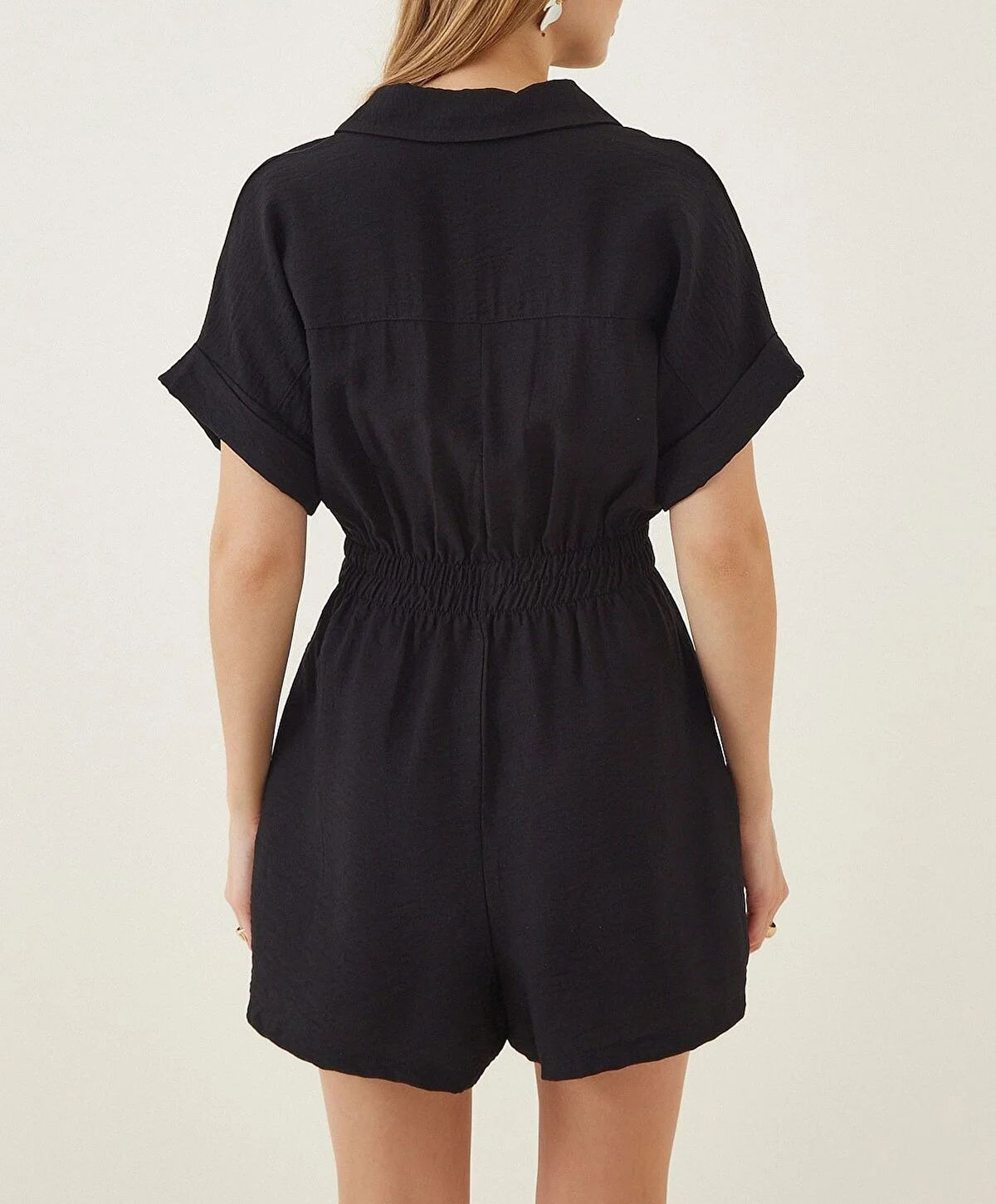 Summer  Button Down Elastic Waist With Pocket Rompers