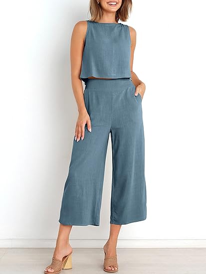 ⏰HOT SALE Women's Summer Suit Sleeveless Vest Cropped Pants