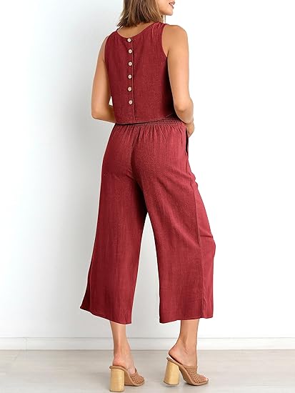 ⏰HOT SALE Women's Summer Suit Sleeveless Vest Cropped Pants