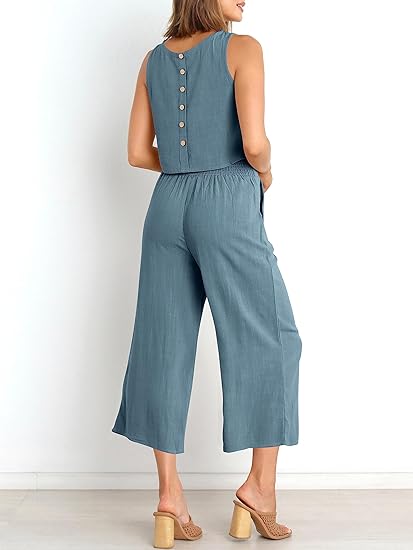 ⏰HOT SALE Women's Summer Suit Sleeveless Vest Cropped Pants