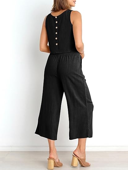⏰HOT SALE Women's Summer Suit Sleeveless Vest Cropped Pants