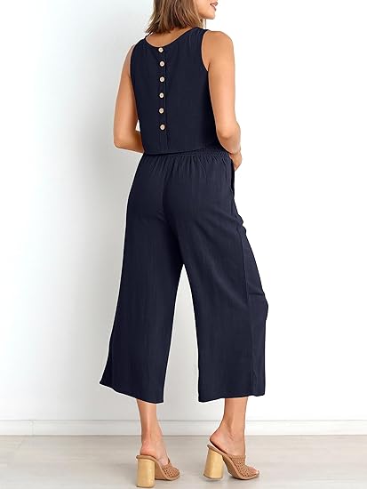 ⏰HOT SALE Women's Summer Suit Sleeveless Vest Cropped Pants
