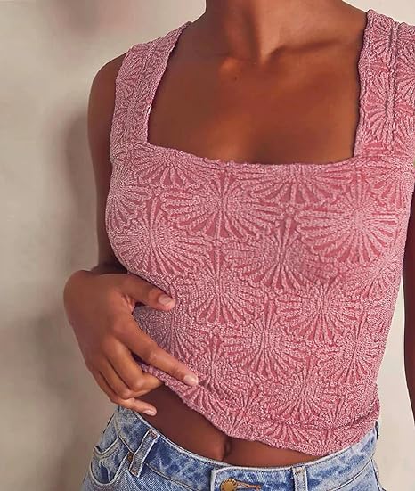 Spring Sale-2024 Sleeveless Backless Flower Crop Tank