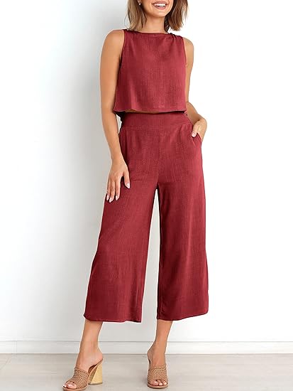 ⏰HOT SALE Women's Summer Suit Sleeveless Vest Cropped Pants