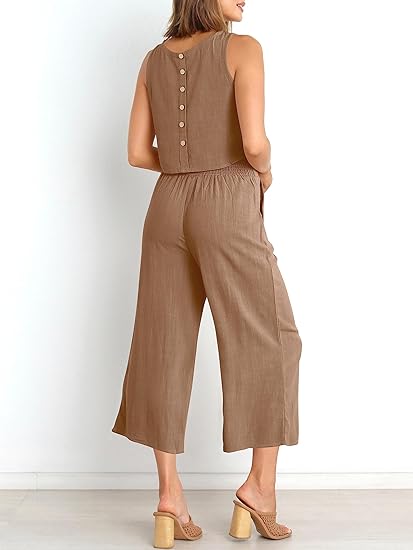 ⏰HOT SALE Women's Summer Suit Sleeveless Vest Cropped Pants