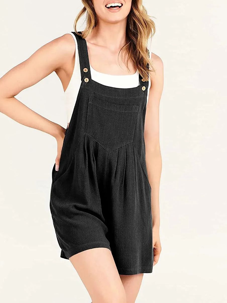 New Adjustable Wide Leg Pocket Short Overalls Romper (Buy 2 Free Shipping)