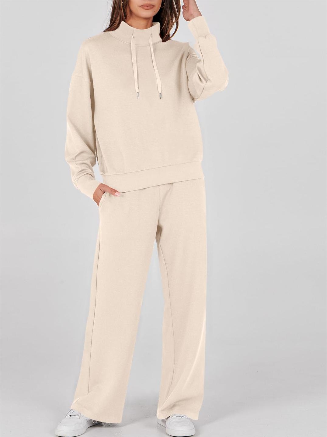 Womens 2 Piece Outfits Sweatsuit Set Drawstring Sweatshirt Lounge Set 