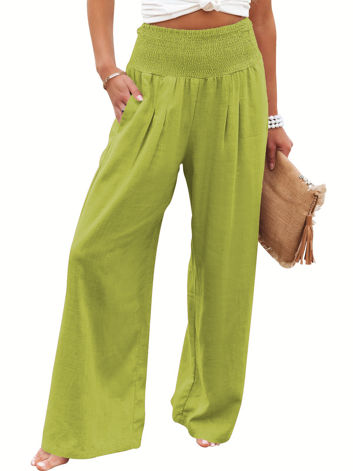 Women's High Waist Linen Casual Wide Leg Pants(Buy 3 Free Shipping)